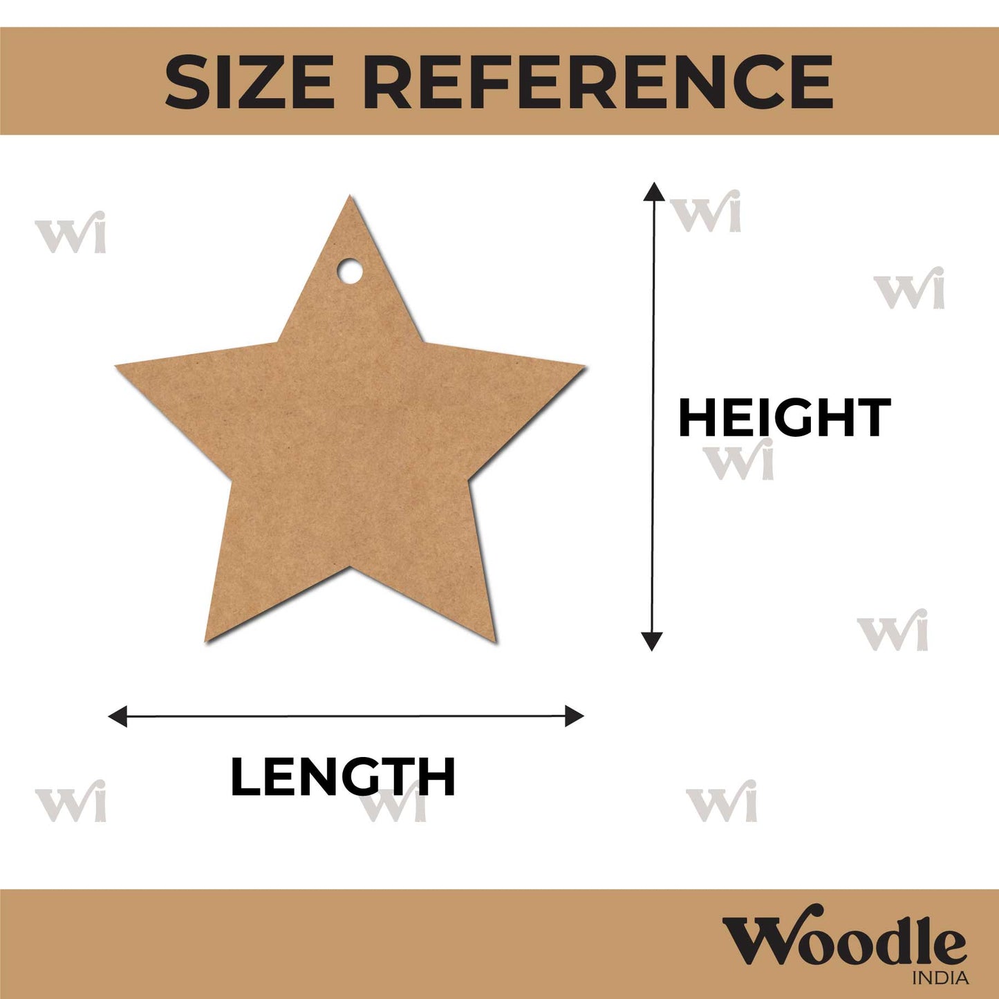 Star Hole Christmas Ornament Cutout MDF Design 1