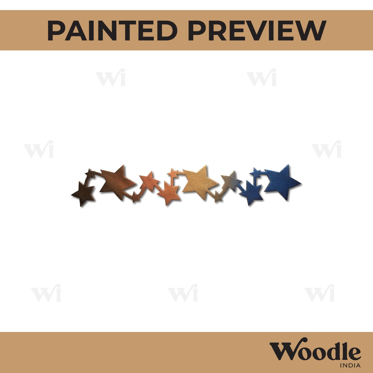 Stars Garland Cutout MDF Design 2