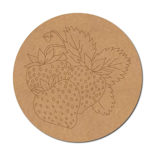 Strawberries Pre Marked Round MDF Design 1