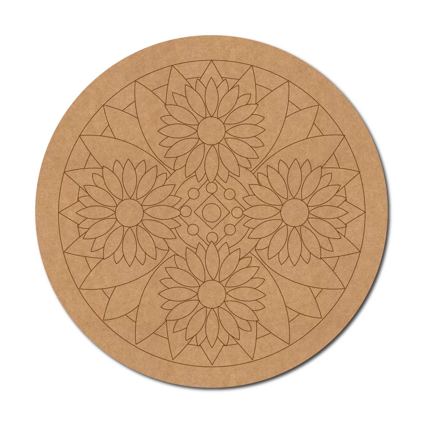 Sunflower Mandala Pre Marked Round MDF Design 1