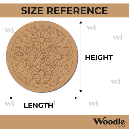 Sunflower Mandala Pre Marked Round MDF Design 1