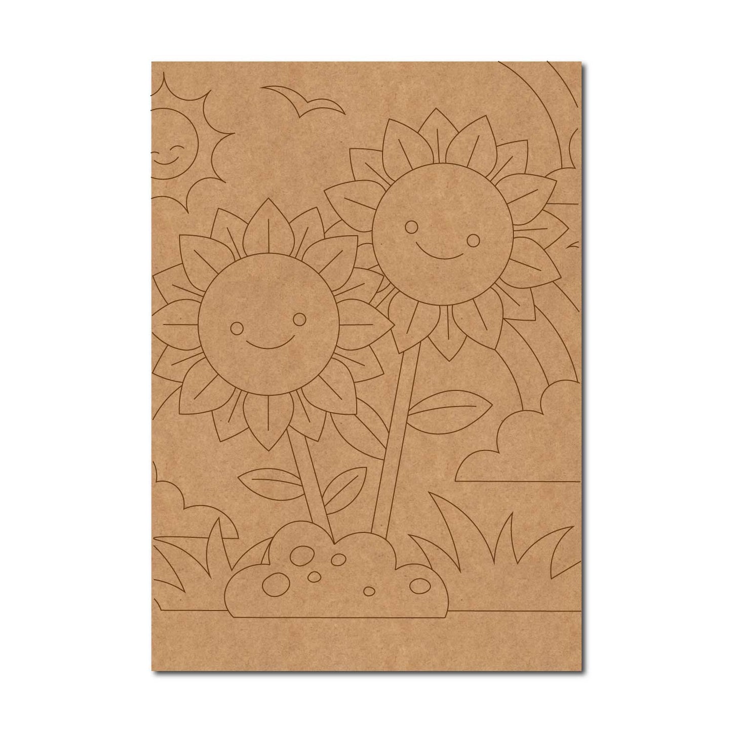 Sunflowers Cartoon Pre Marked Base MDF Design 1