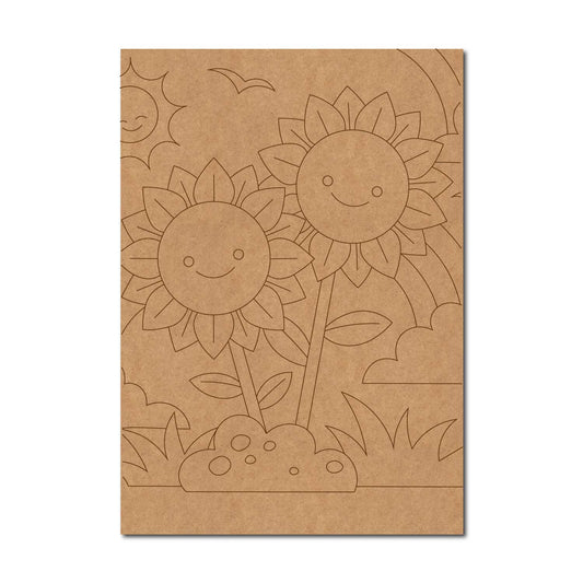 Sunflowers Cartoon Pre Marked Base MDF Design 1