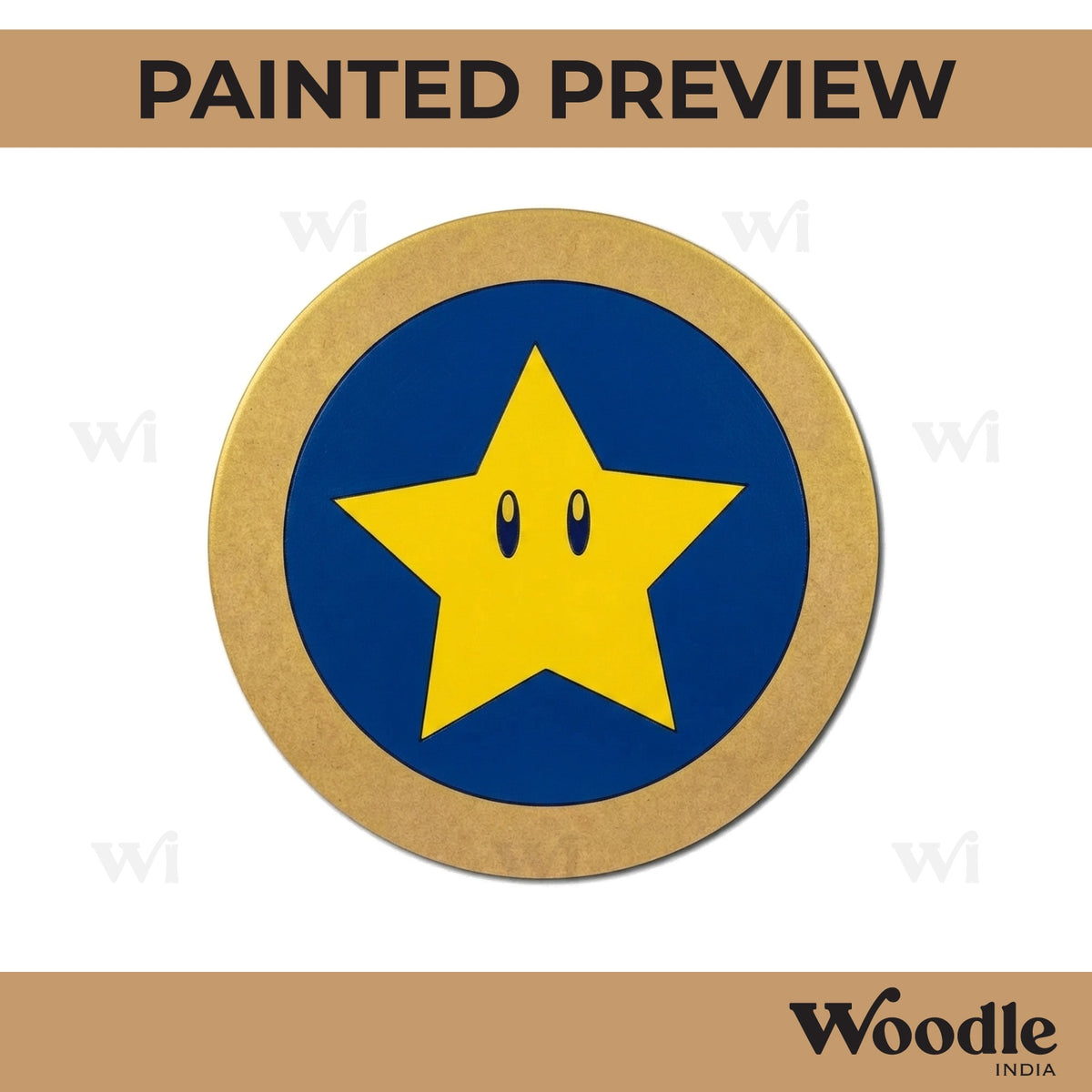 Super Mario Star Pre Marked Round MDF Design 1