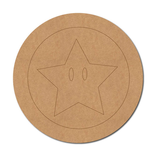 Super Mario Star Pre Marked Round MDF Design 1