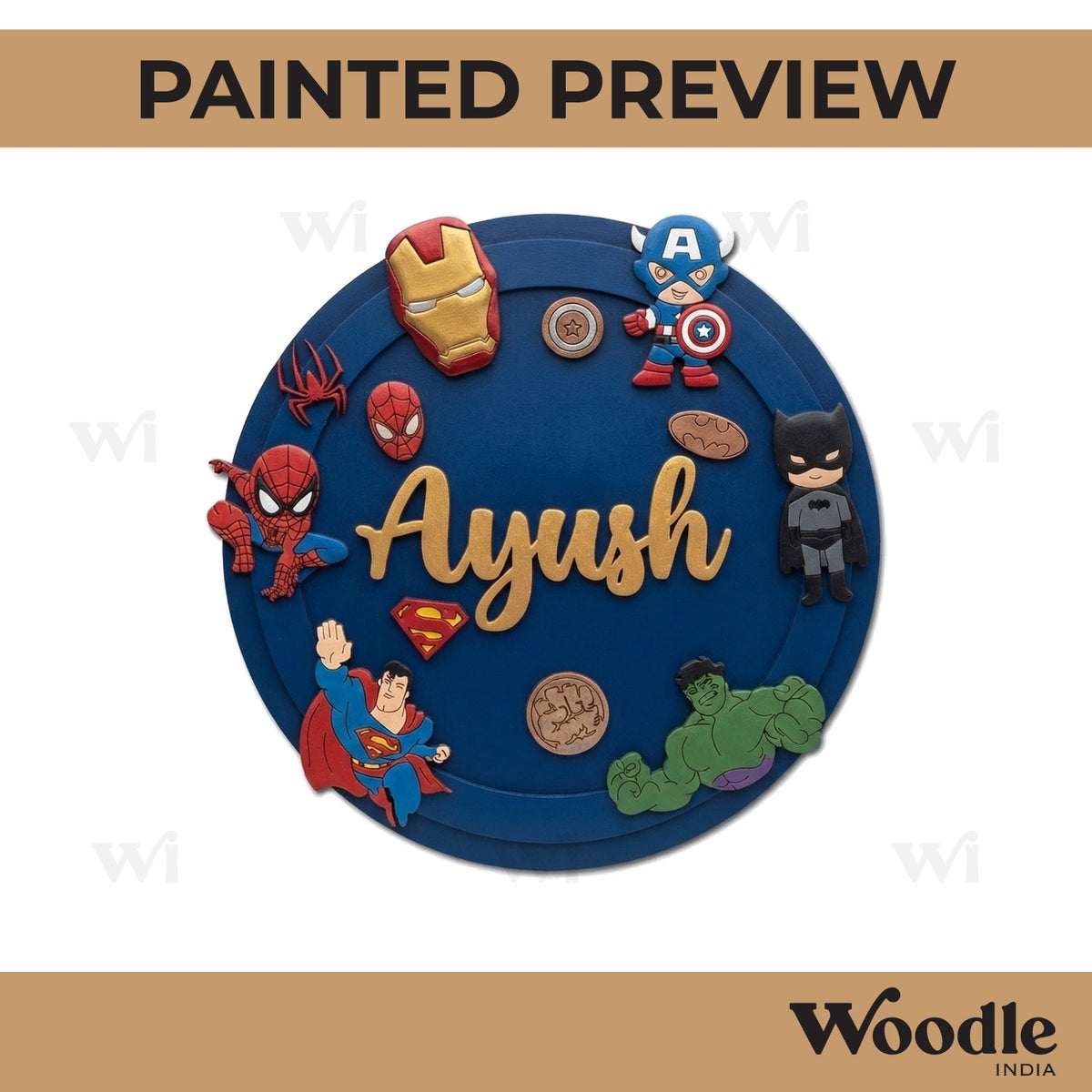 Superhero Marvel DC Nameplate MDF Design 1
