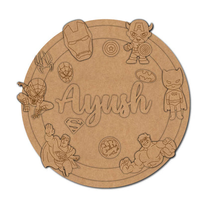 Superhero Marvel DC Nameplate MDF Design 1