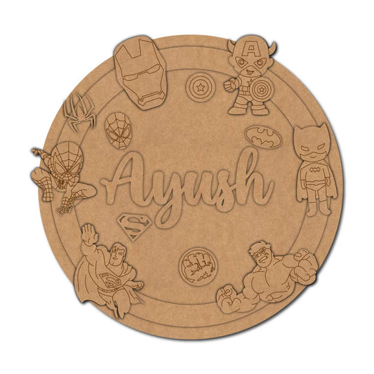 Superhero Marvel DC Nameplate MDF Design 1