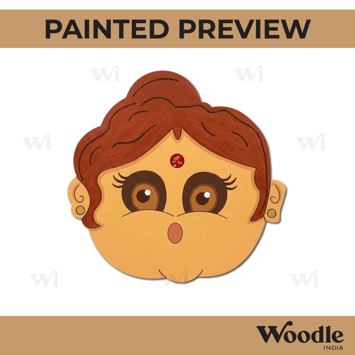Surprised Indian Woman Face Pre Marked MDF Design 1