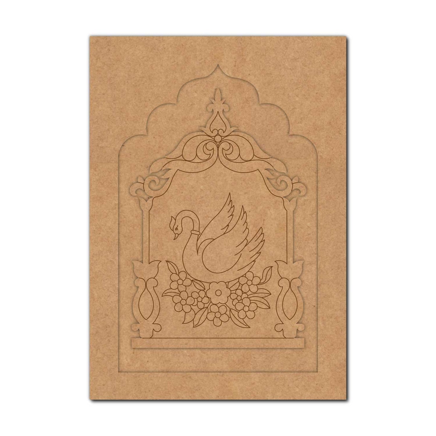 Swan Floral Jharokha Pre Marked MDF Design 1