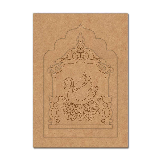Swan Floral Jharokha Pre Marked MDF Design 1