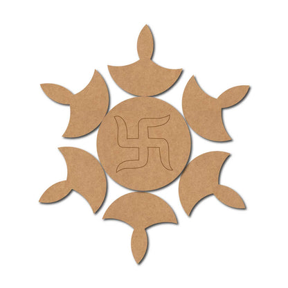 Swastik Diyas Rangoli Pre Marked MDF Design 1