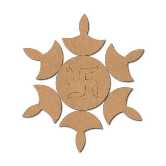 Swastik Diyas Rangoli Pre Marked MDF Design 1