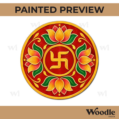 Swastik Lotus Pre Marked Round MDF Design 1