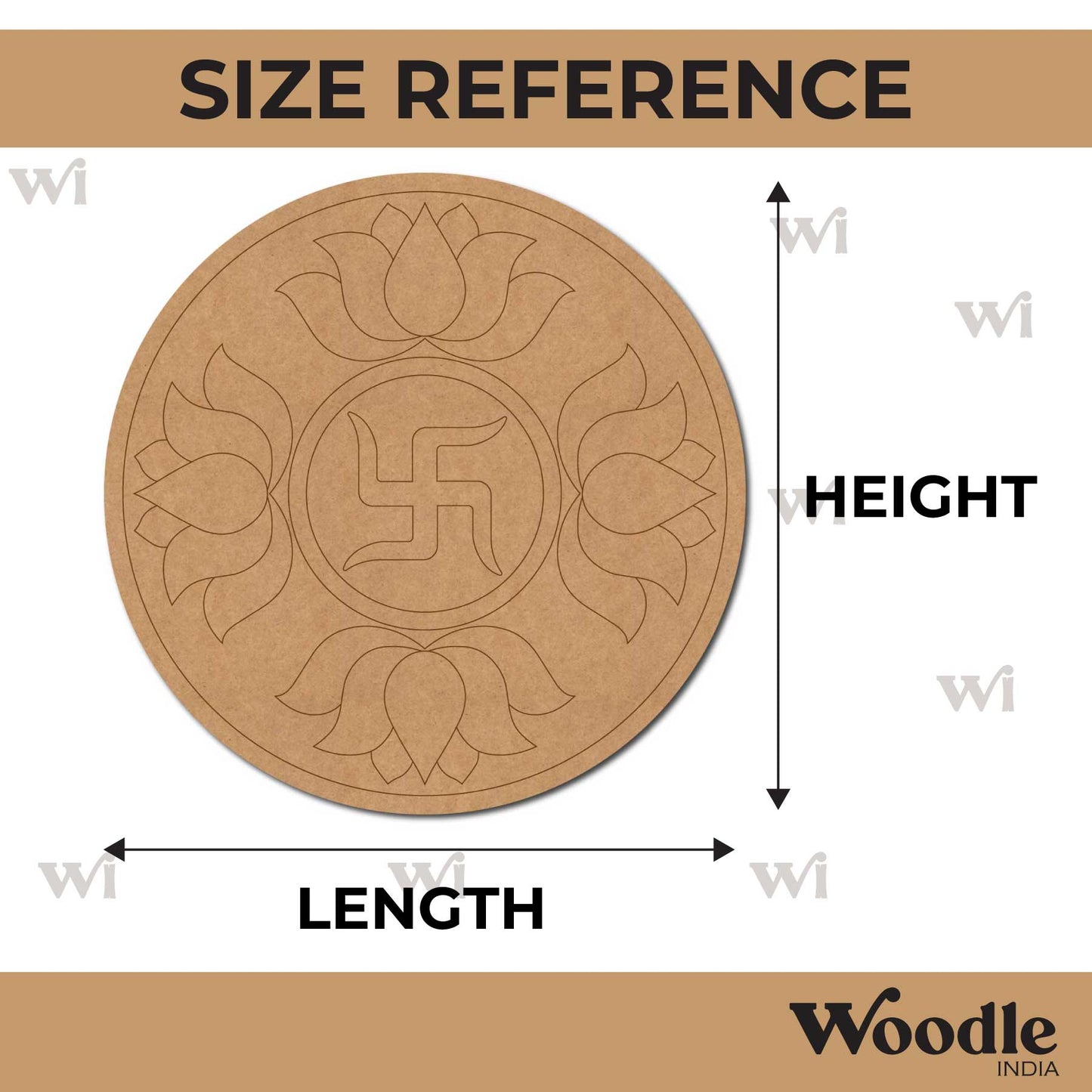 Swastik Lotus Pre Marked Round MDF Design 1