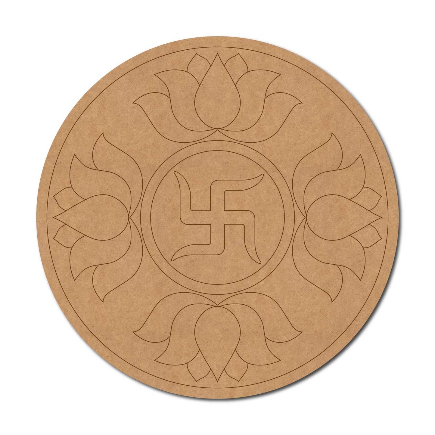 Swastik Lotus Pre Marked Round MDF Design 1