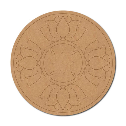 Swastik Lotus Pre Marked Round MDF Design 1