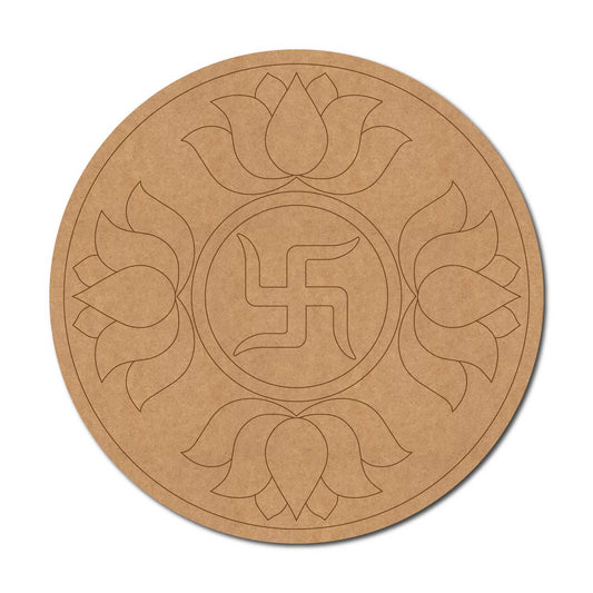 Swastik Lotus Pre Marked Round MDF Design 1