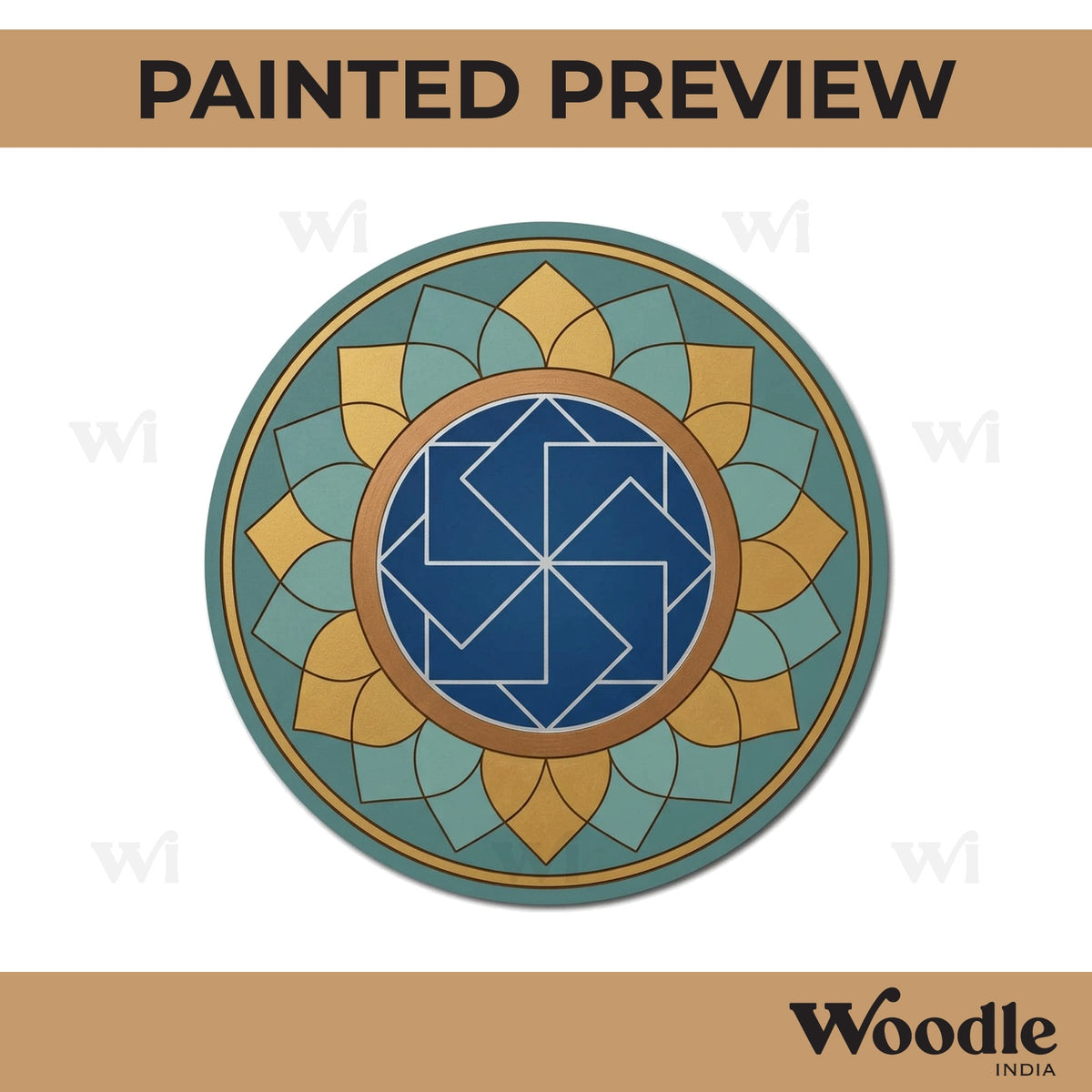 Swastik Mandala Pre Marked Round MDF Design 1