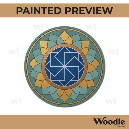 Swastik Mandala Pre Marked Round MDF Design 1