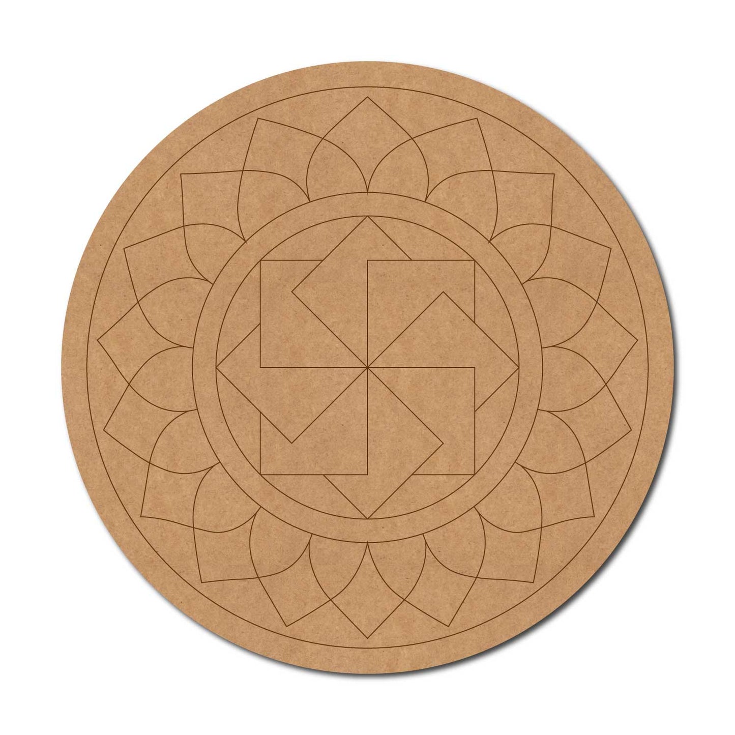 Swastik Mandala Pre Marked Round MDF Design 1