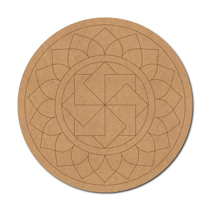 Swastik Mandala Pre Marked Round MDF Design 1