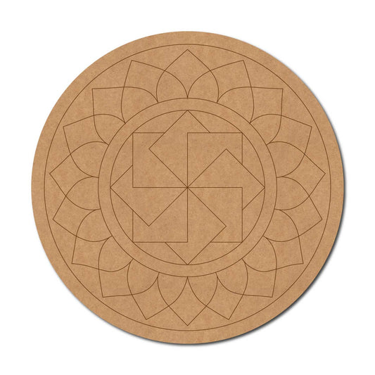 Swastik Mandala Pre Marked Round MDF Design 1