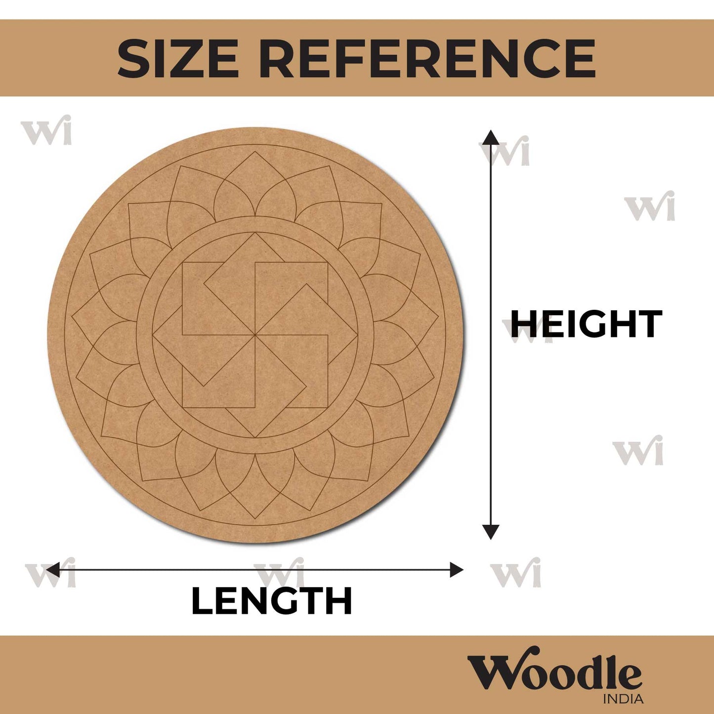 Swastik Mandala Pre Marked Round MDF Design 1