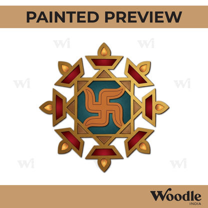 Swastik Reusable Rangoli Base MDF Design 1