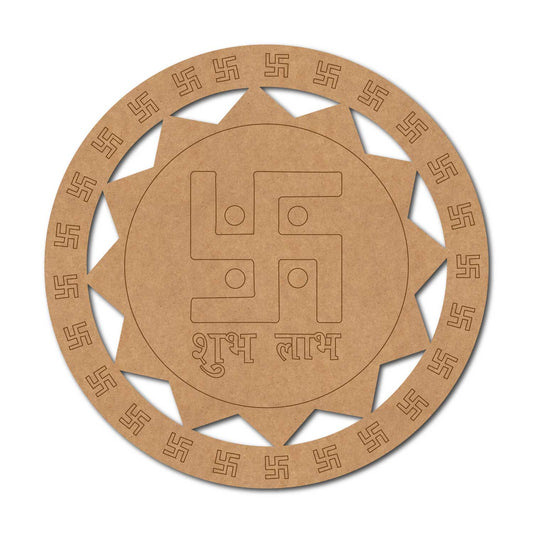 Swastik Shubh Labh Pre Marked Base MDF Design 1