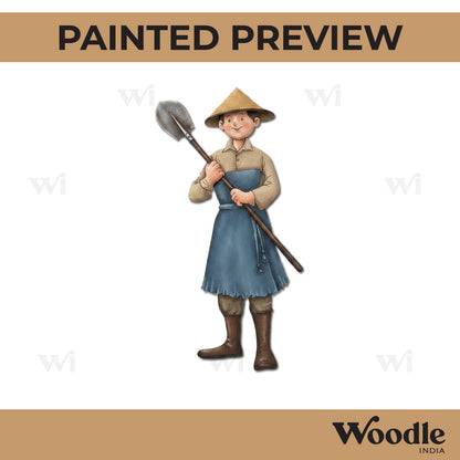 Tea Garden Working Man Pre Marked MDF Design 1