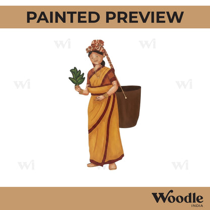 Tea Garden Working Woman Pre Marked MDF Design 1