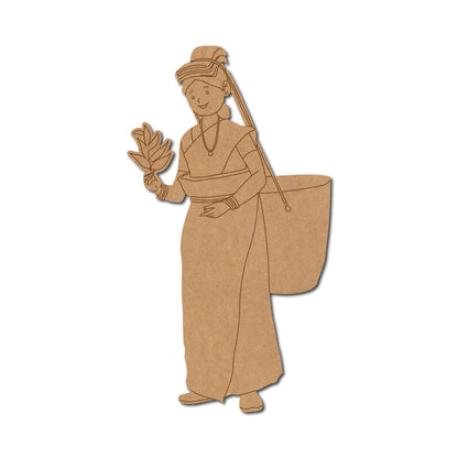 Tea Garden Working Woman Pre Marked MDF Design 1