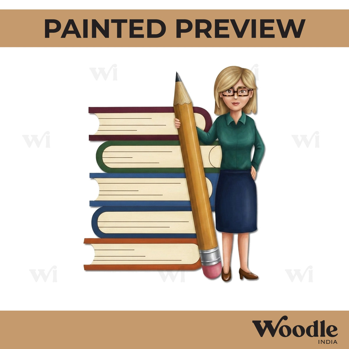 Teacher With Books Pre Marked MDF Design 1