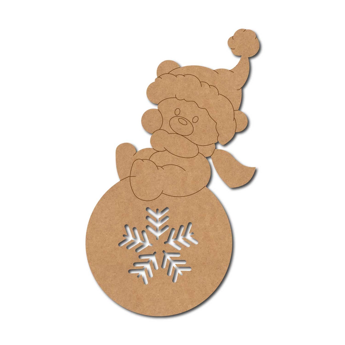 Teddy Bear Ball Christmas Pre Marked MDF Design 1