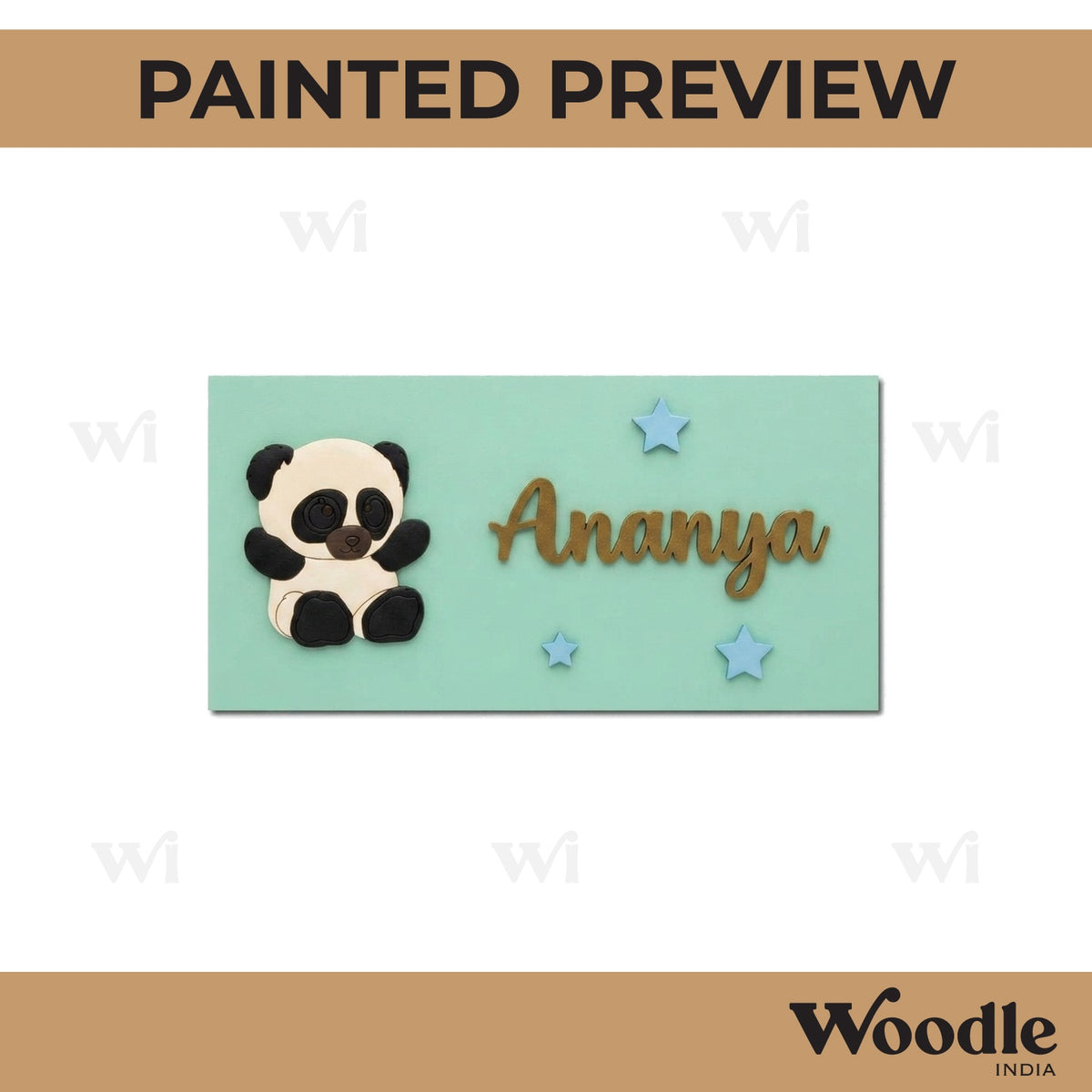 Teddy Bear Kids Nameplate MDF Design 1