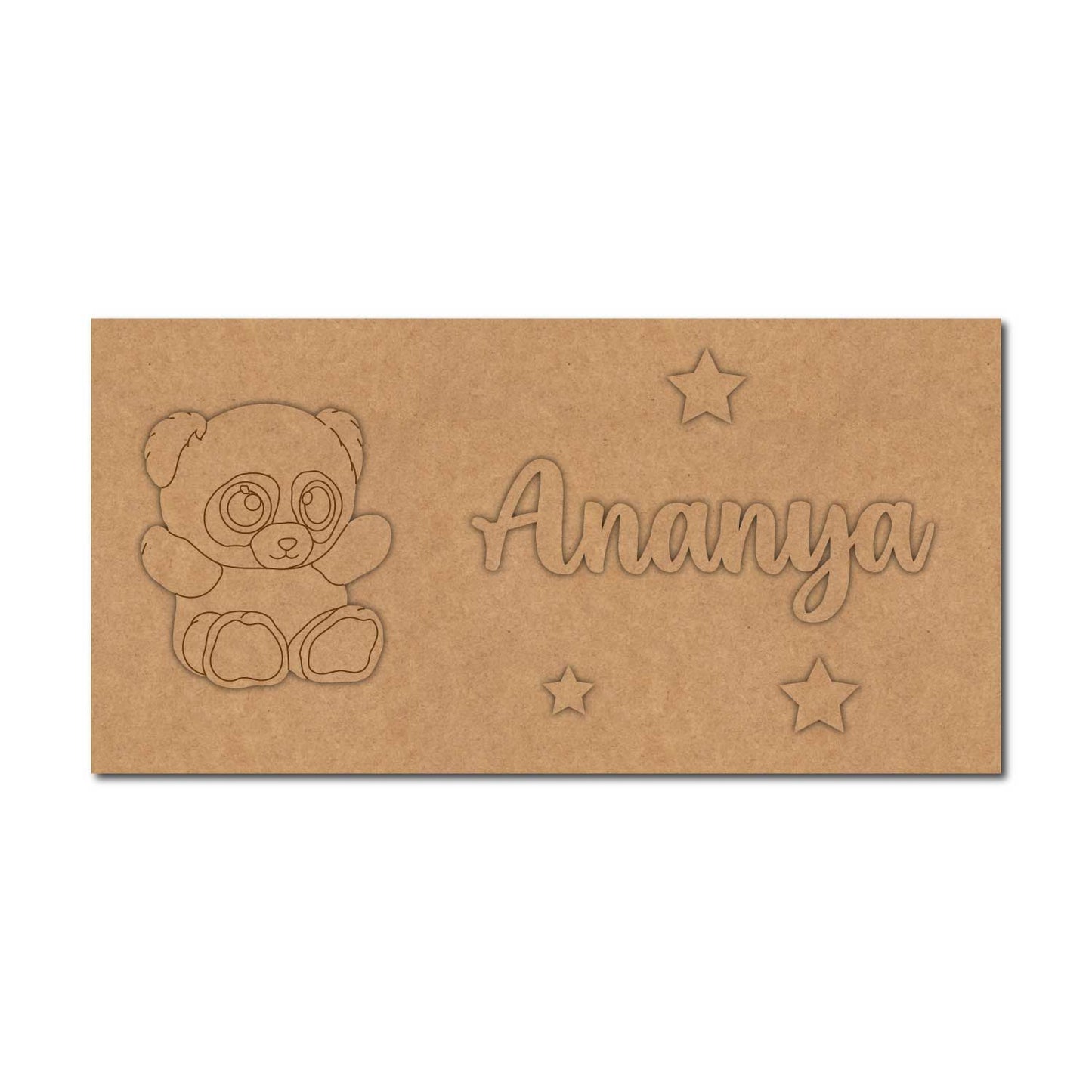 Teddy Bear Kids Nameplate MDF Design 1