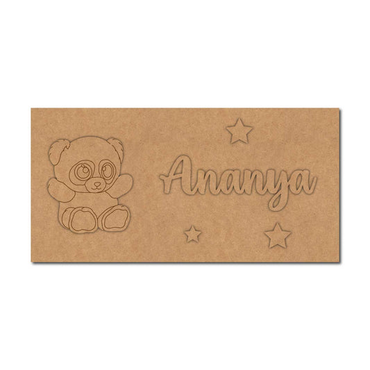 Teddy Bear Kids Nameplate MDF Design 1