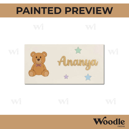 Teddy Bear Kids Nameplate MDF Design 2