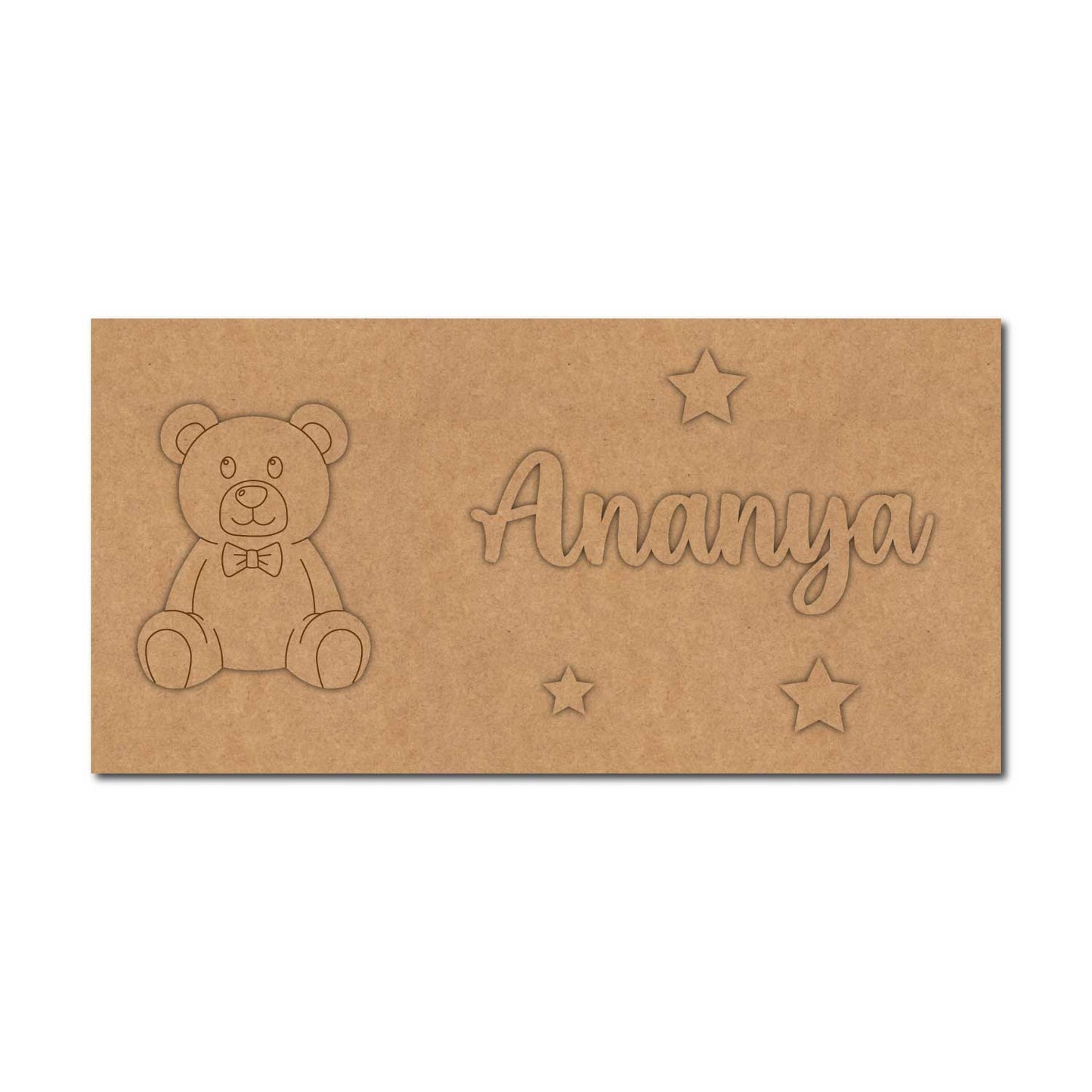 Teddy Bear Kids Nameplate MDF Design 2