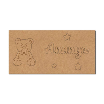 Teddy Bear Kids Nameplate MDF Design 2