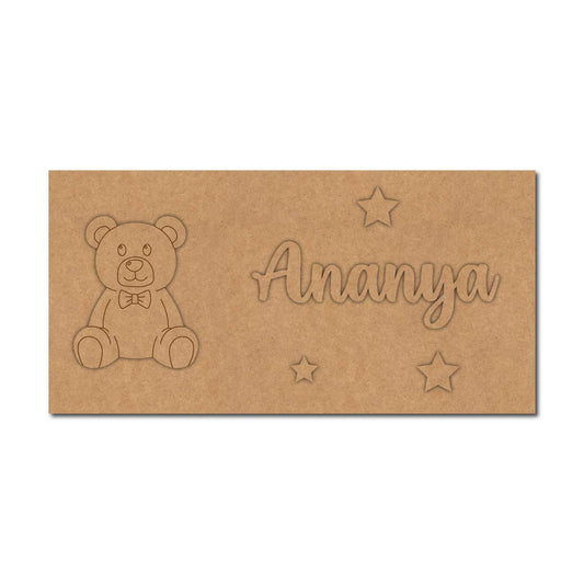 Teddy Bear Kids Nameplate MDF Design 2