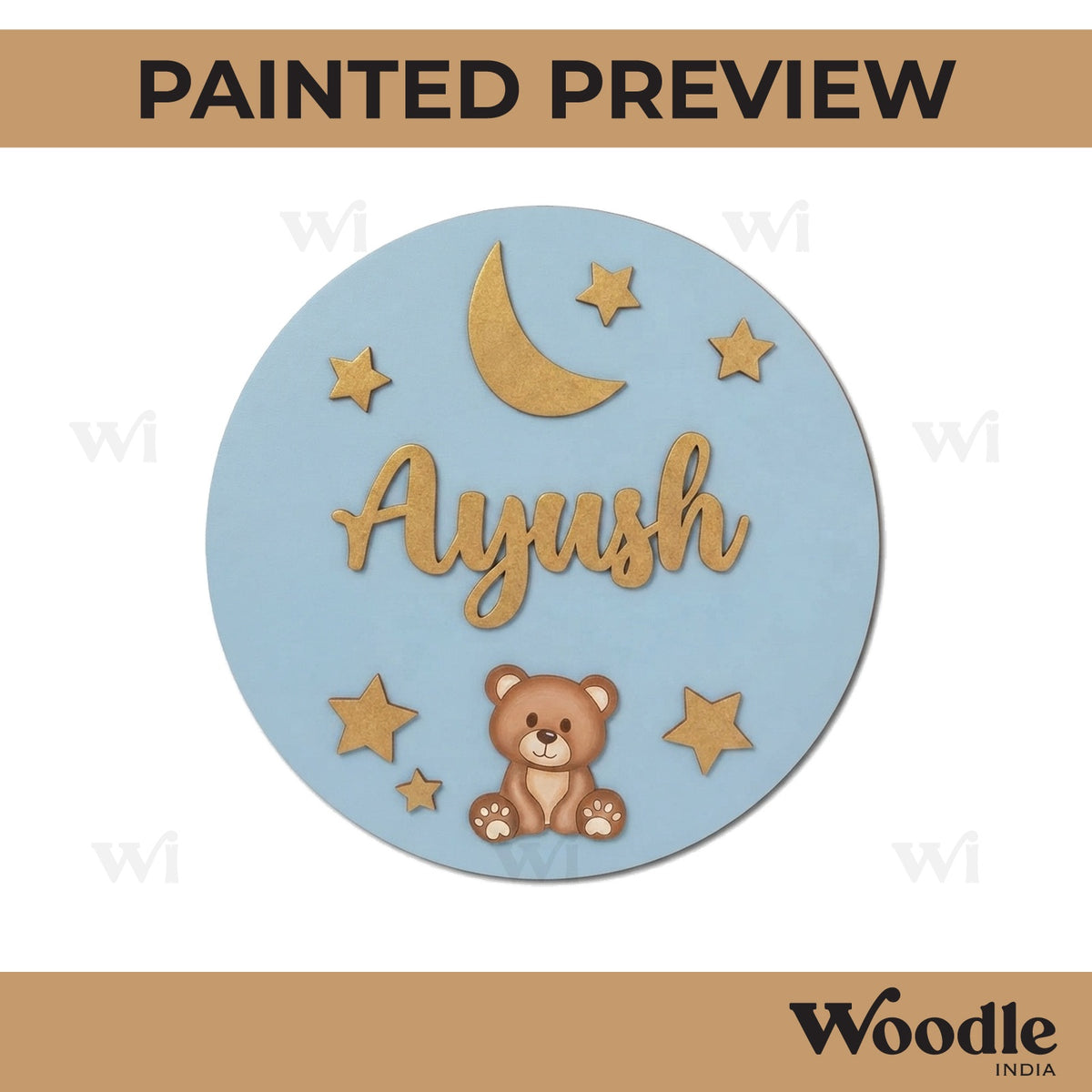 Teddy Bear Nameplate MDF Design 2
