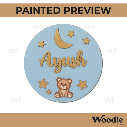 Teddy Bear Nameplate MDF Design 2