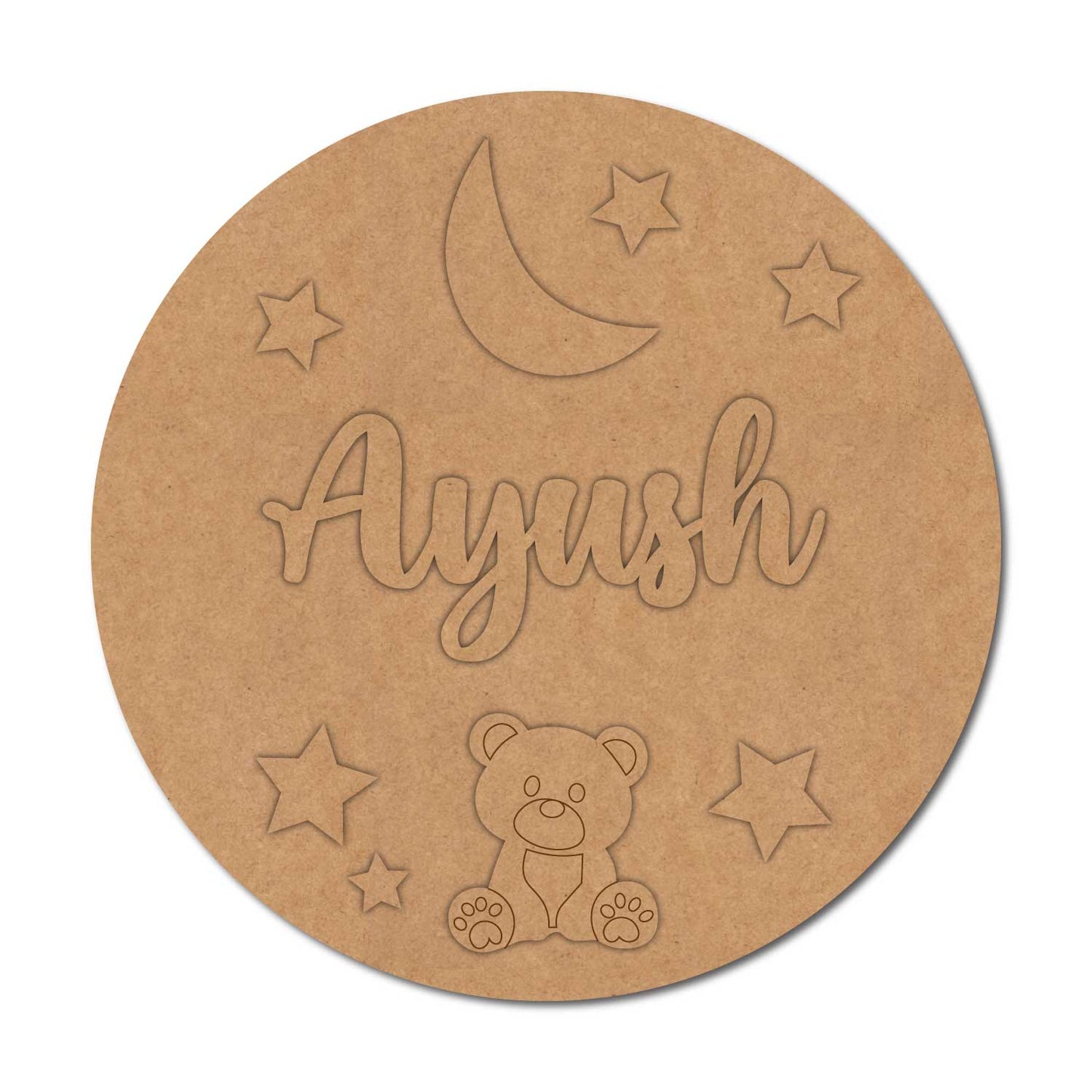 Teddy Bear Nameplate MDF Design 2