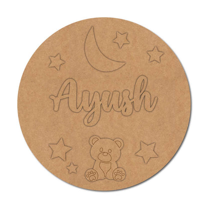 Teddy Bear Nameplate MDF Design 2