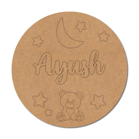 Teddy Bear Nameplate MDF Design 2