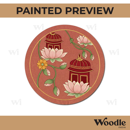 Temple Lotus Pre Marked Round MDF Design 1
