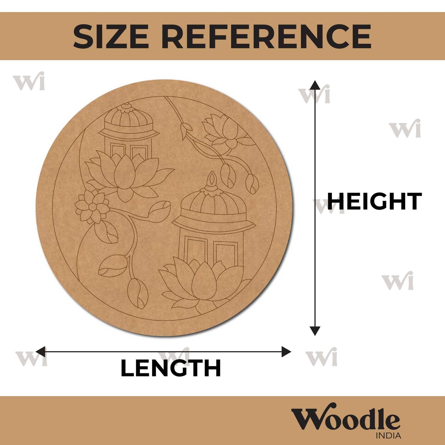 Temple Lotus Pre Marked Round MDF Design 1