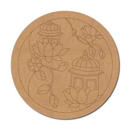 Temple Lotus Pre Marked Round MDF Design 1